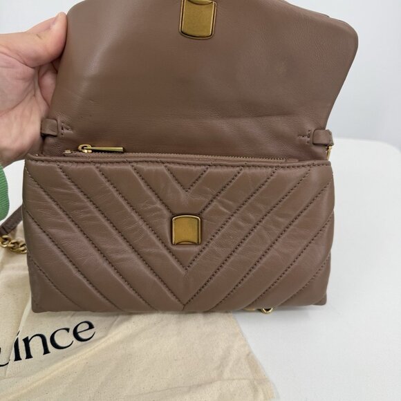 Quince Italian Leather Quilted Wallet Crossbody Bag Drk Taupe Converts to Clutch - Picture 7 of 14